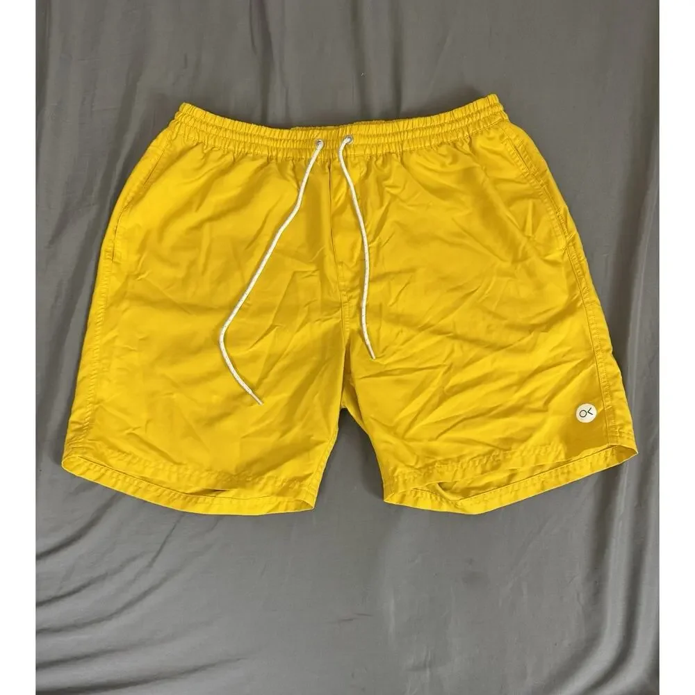 Outerknown Nomadic Volley Swim Trunks Men’s XL Yellow Quick Dry Surf Unlined